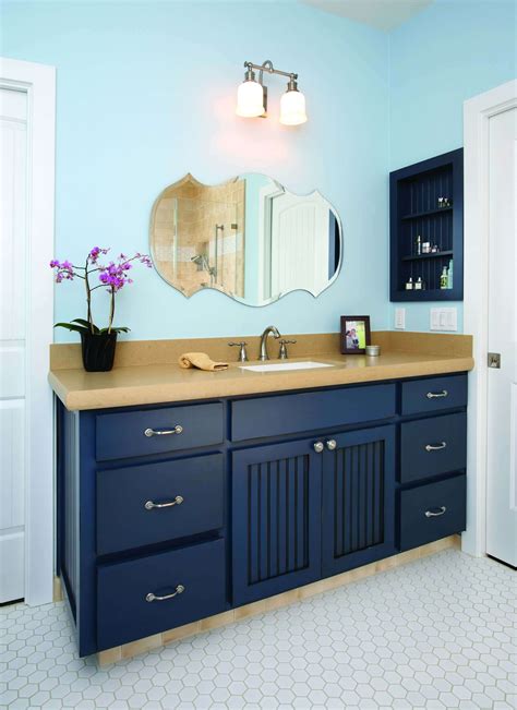 bathrooms with blue vanities pictures.